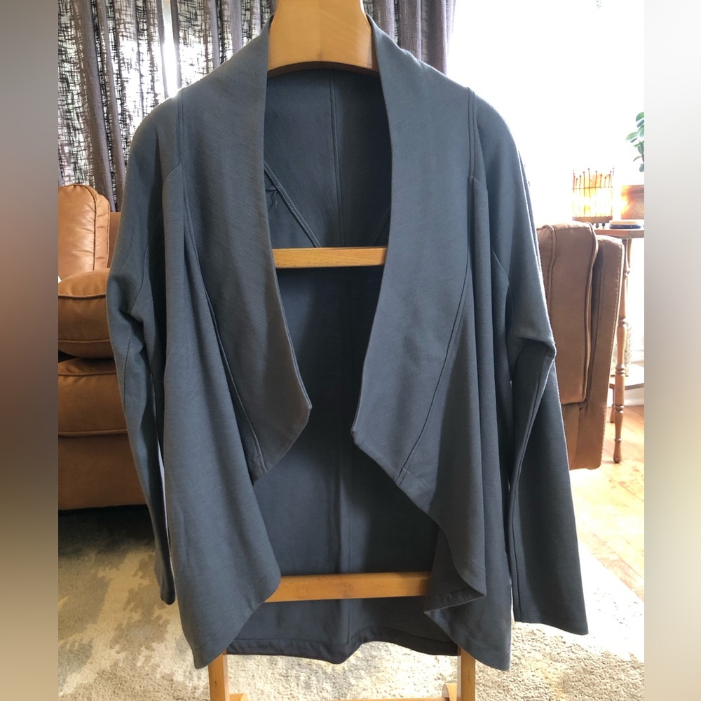 Helmut Lang New York Gray Open Draped Heavy Viscose Wool Cardigan Large EUC!